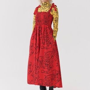 Lazy Oaf Red Graphic Midi Dress